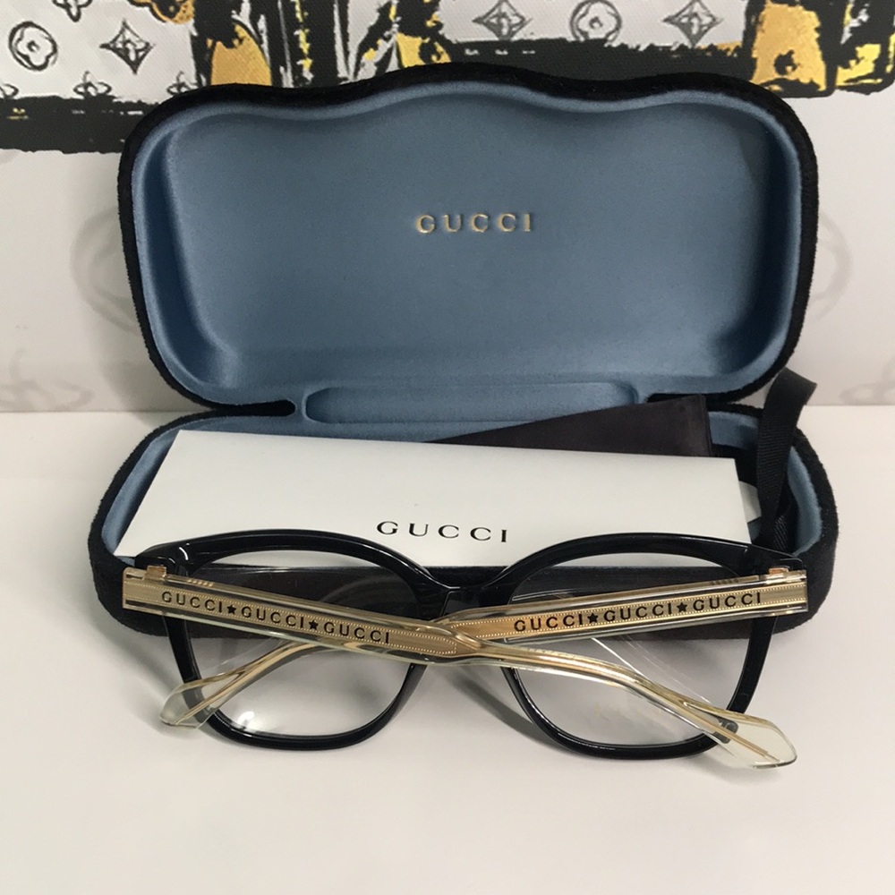 ✨ Luxury New Authentic Gucci GG0566O 001 Black Square Eyeglasses ✨ - Picture 12 of 13